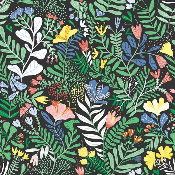 a street prints Brittsommar Black Woodland Floral Wallpaper
