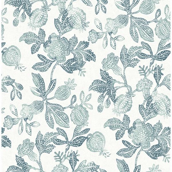 a street prints Beach Rose Teal Floral Fruits Wallpaper