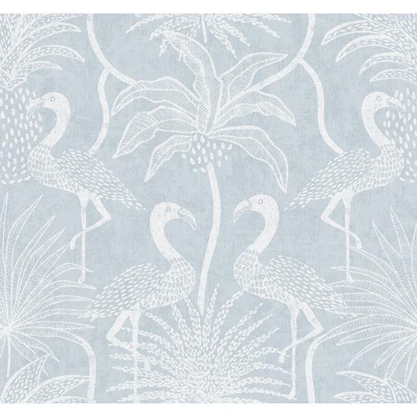 a street prints Biscayne Sky Blue Flamingo Beach Wallpaper