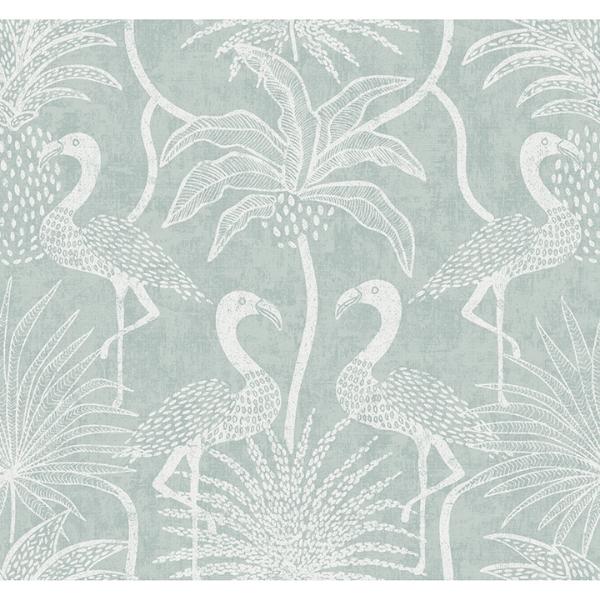 a street prints Biscayne Turquoise Flamingo Beach Wallpaper