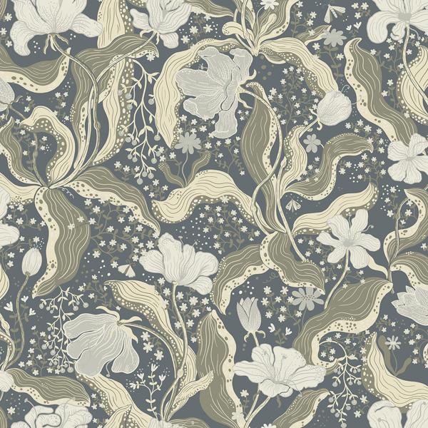 a street prints Bodri Blue Tulip Garden Wallpaper