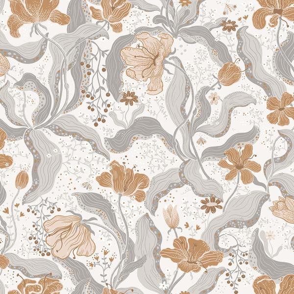 a street prints Bodri Grey Tulip Garden Wallpaper