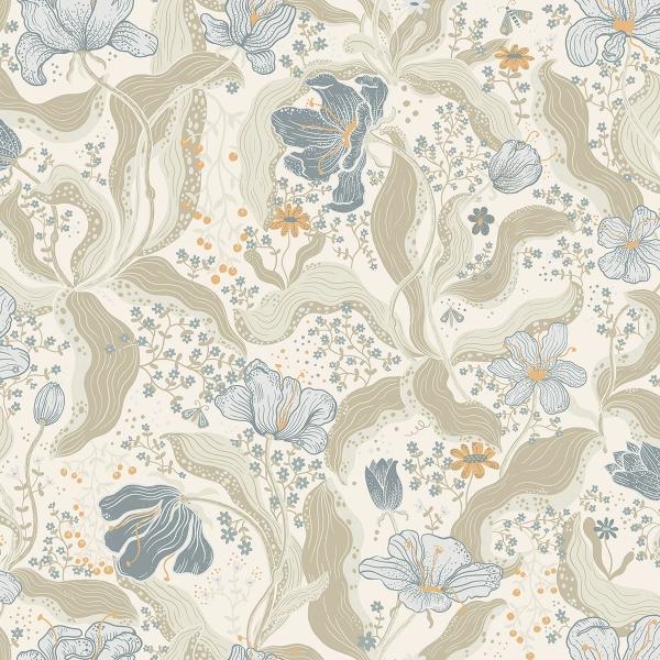 a street prints Bodri Light Blue Tulip Garden Wallpaper
