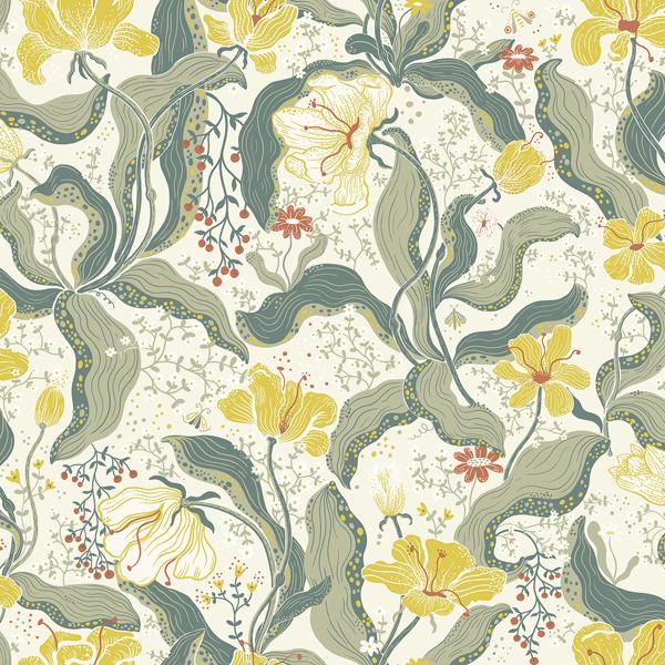 a street prints Bodri Yellow Tulip Garden Wallpaper