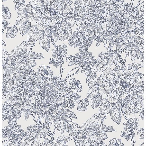 a street prints Birds of Paradise Breeze Blue Floral Wallpaper