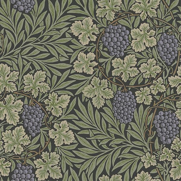 a street prints Vine Green Woodland Fruits Wallpaper