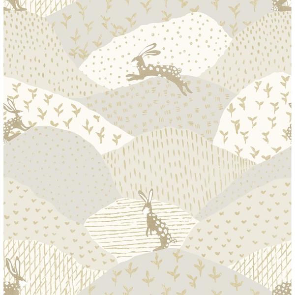 a street prints Peter Light Grey Rabbit Fields Wallpaper