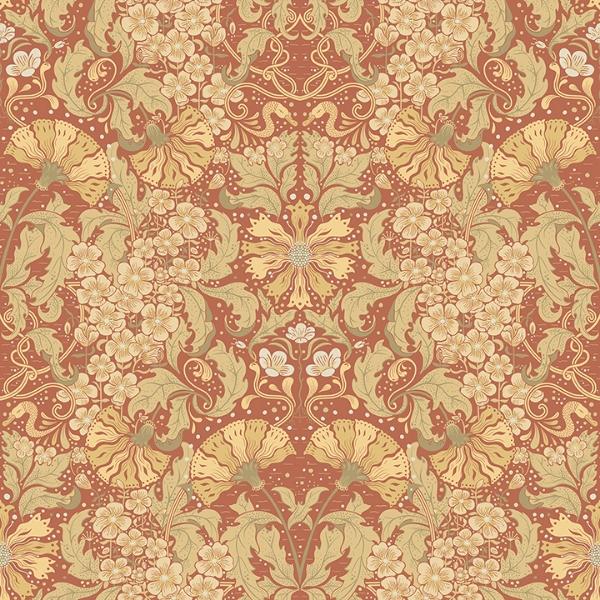 a street prints Ojvind Rust Floral Ogee Wallpaper