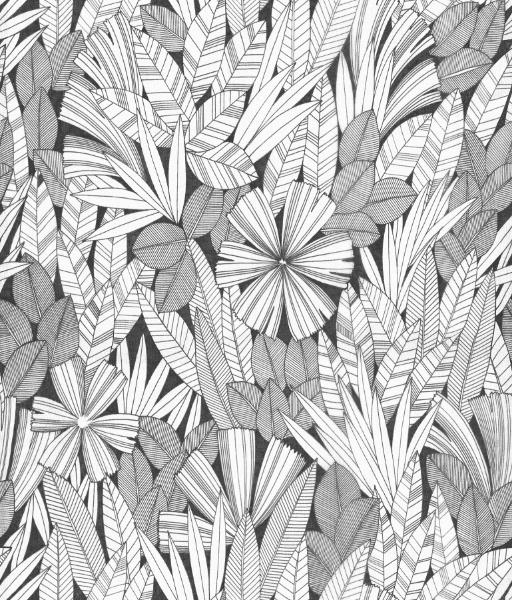 a street prints Bannon Black Leaves Wallpaper