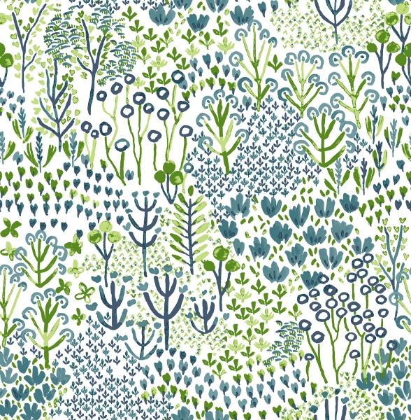 a street prints Chilton Teal Wildflowers Wallpaper