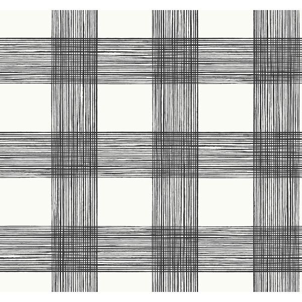 a street prints Scarborough Black Striated Plaid Wallpaper