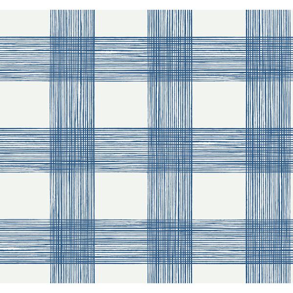 a street prints Scarborough Indigo Striated Plaid Wallpaper