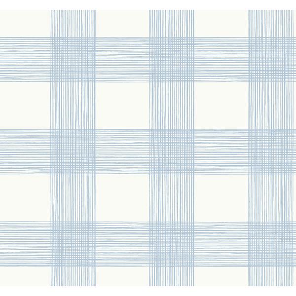 a street prints Scarborough Light Blue Striated Plaid Wallpaper