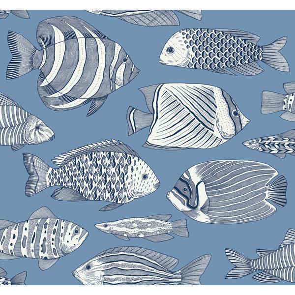 a street prints Wailea Sky Blue Tropical School Wallpaper