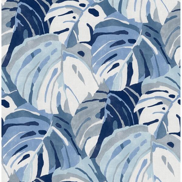a street prints Samara Blue Monstera Leaf Wallpaper
