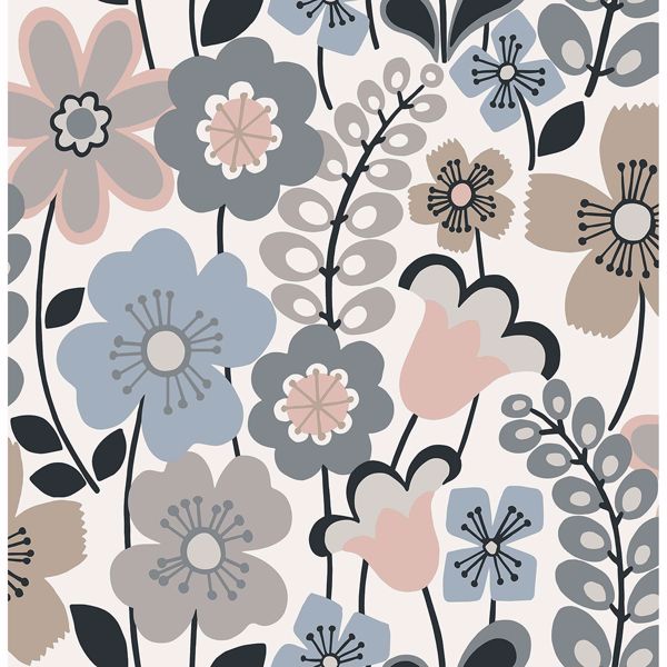 a street prints Piper Light Blue Floral Wallpaper