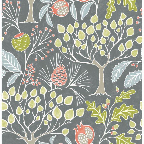 a street prints Shiloh Grey Botanical Wallpaper