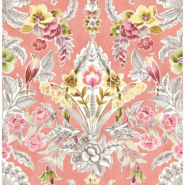a street prints Vera Pink Floral Damask Wallpaper