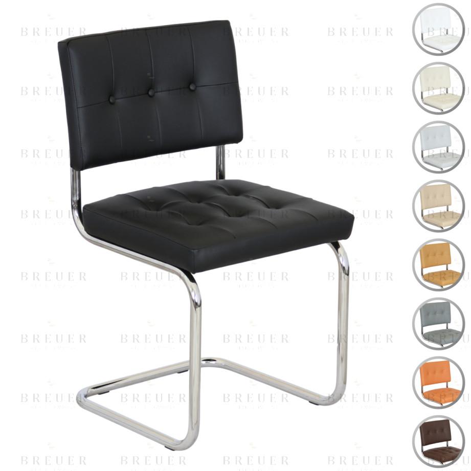 breuer Breuer Chair Company Aurora Cushion Seat & Cushion Back Cantilever Side Chair w/ Chrome Frame (Various Upholstery Covers: Vinyls; Made in Italy)