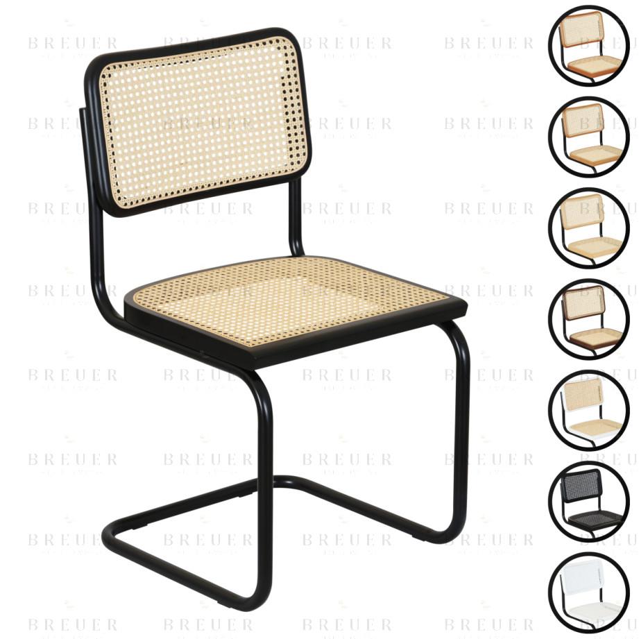 breuer Breuer Chair Company Cesca Cane Cantilever Side Chair w/ Black Frame (Various Wood Finishes & Cane Colors; Made in Italy)