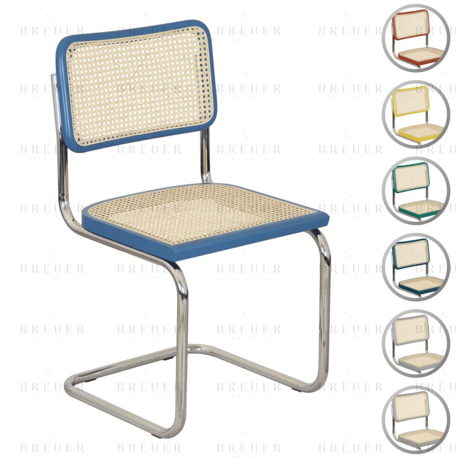breuer Breuer Chair Company Cesca Cane Cantilever Side Chair w/ Chrome Frame & Natural Cane (Various RAL Wood Finishes; Made in Italy)