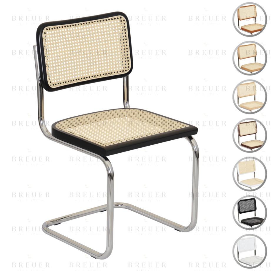 breuer Breuer Chair Company Cesca Cane Cantilever Side Chair w/ Chrome Frame (Various Wood Finishes & Cane Colors; Made in Italy)