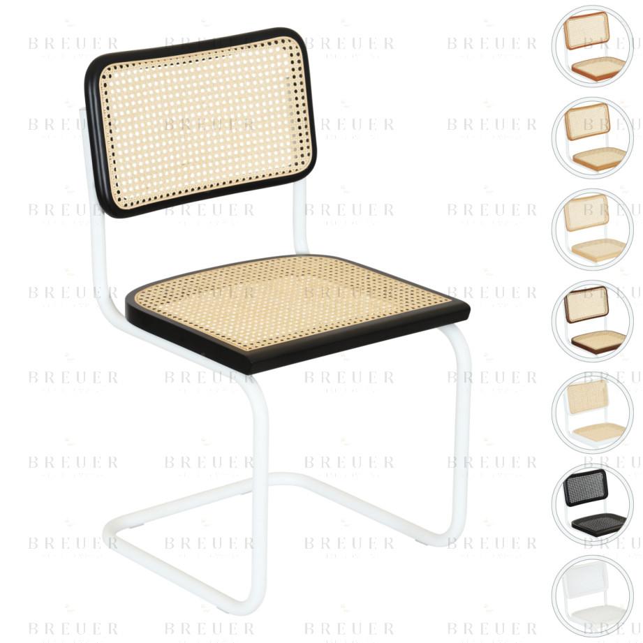 breuer Breuer Chair Company Cesca Cane Cantilever Side Chair w/ White Frame (Various Wood Finishes & Cane Colors; Made in Italy)