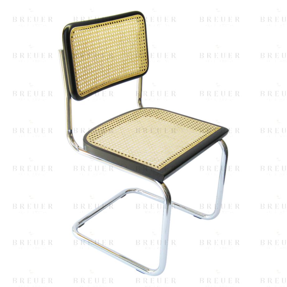 breuer Breuer Chair Company Cesca Cane Side Chair in Chrome and Black