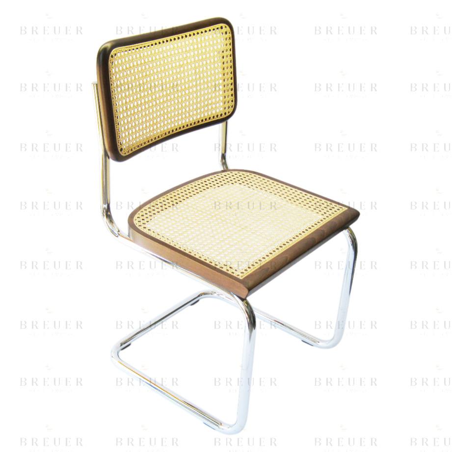 breuer Breuer Chair Company Cesca Cane Side Chair in Chrome and Walnut