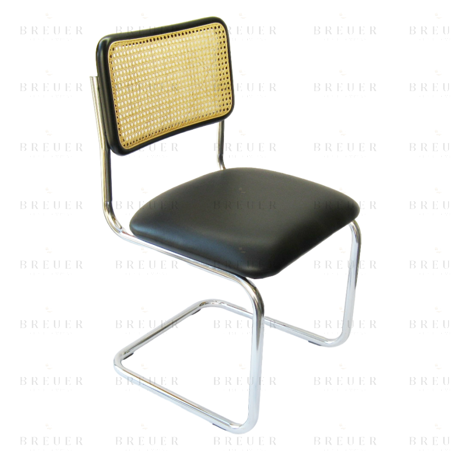 breuer Breuer Chair Company Cesca Chair in Chrome with Black Cushion Seat and Cane Back in Black