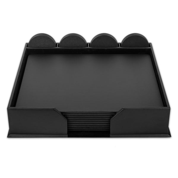 dacasso 10 Seat Black Leatherette Conference Room Set w/ Round Coasters