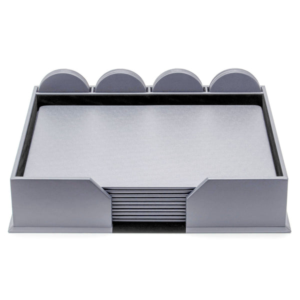 dacasso 10 Seat Gray Leatherette Conference Room Set w/ Round Coasters