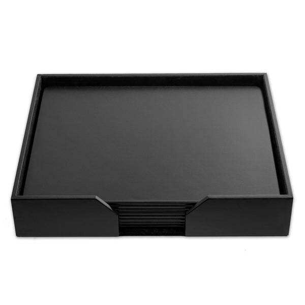 dacasso 8 Seat Black Leather Conference Room Set 17 x 14 Size Pads