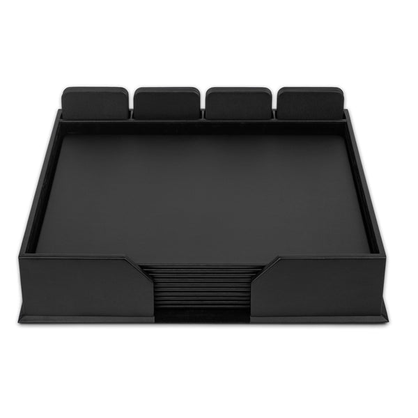 dacasso 10 Seat Black Leatherette Conference Room Set w/ Square Coasters