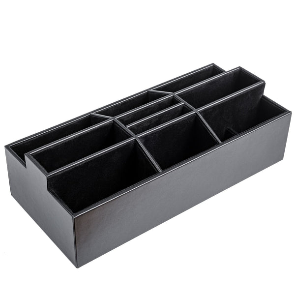 dacasso Classic Black Leather Remote Control Organizer (Coasters Available Separately)