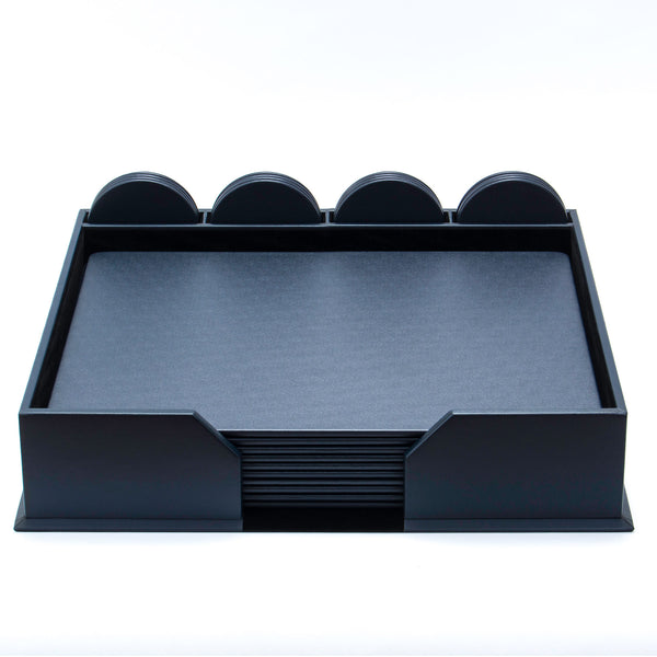 dacasso 10 Seat Navy Blue Leatherette Conference Room Set w/ Round Coasters