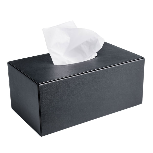 dacasso Black Leatherette Rectangular Tissue Box Cover