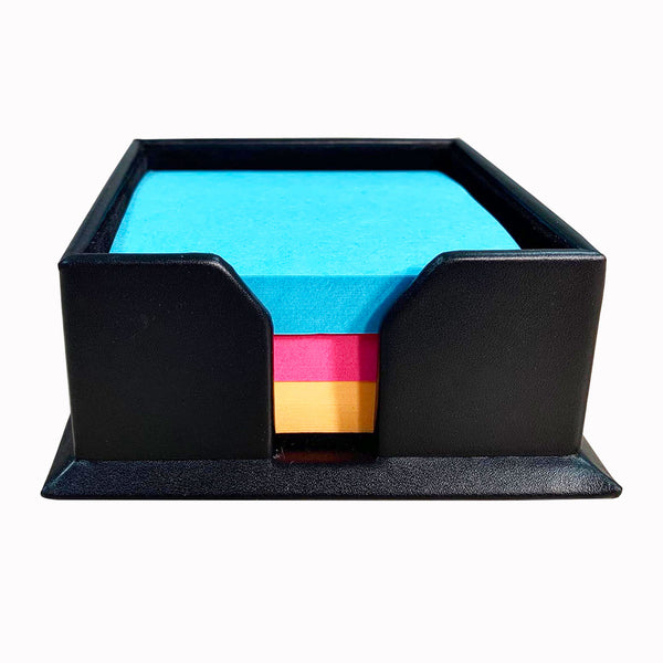 dacasso Classic Black Leather 3" x 3" Note Holder
