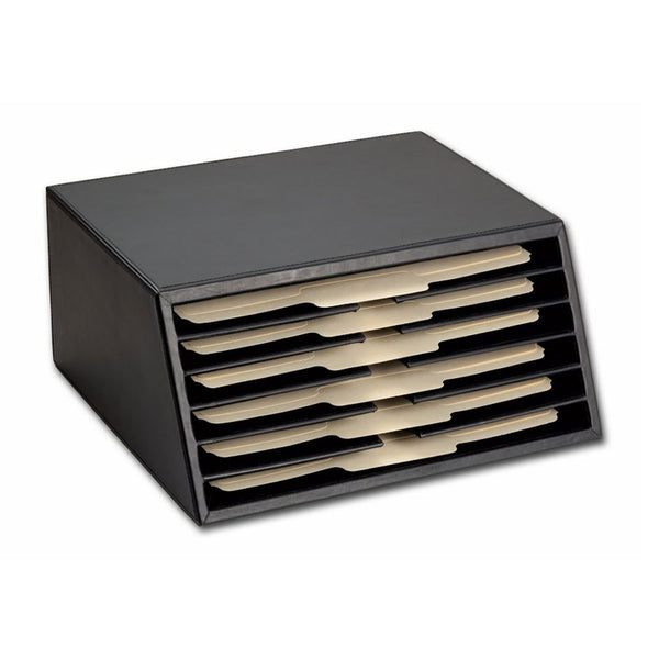 dacasso Classic Black Leather Vertical Letter Sorter