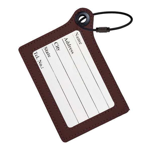 dacasso Travelers Envy Leather Luggage Tag with Metal Cable - Chocolate Brown