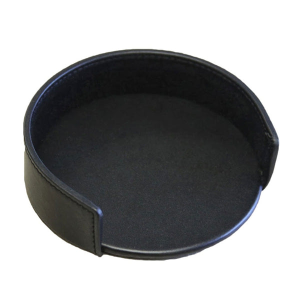 dacasso Black Leather 4pc Coaster Holder