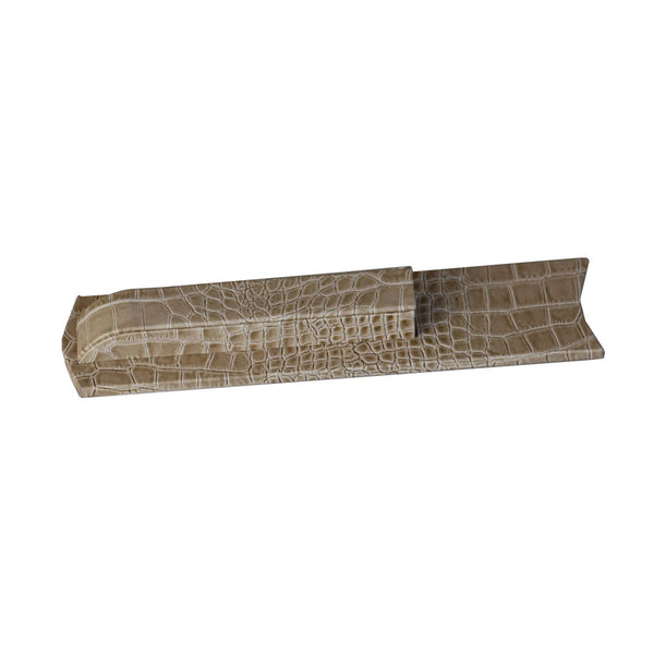 dacasso Protacini Breeze Beige Italian Crocodile Leather Library Set Holder