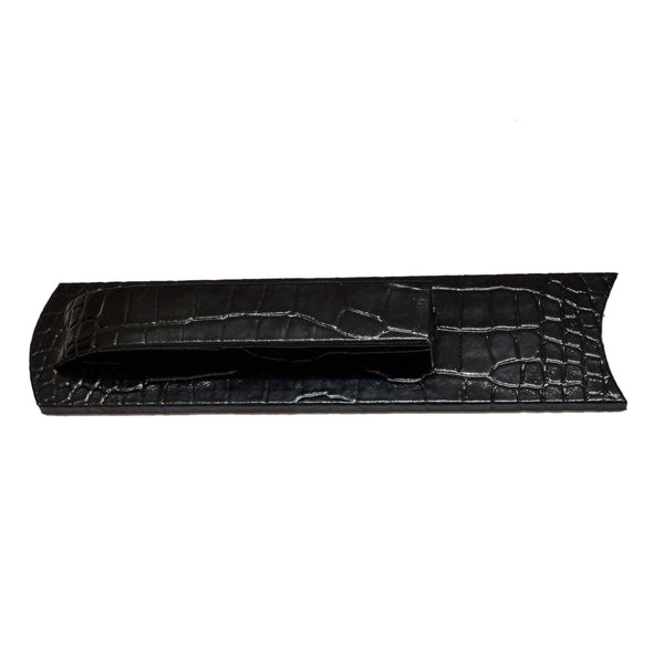 dacasso Protacini Black Italian Crocodile Leather Library Set Holder