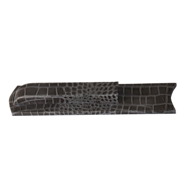 dacasso Protacini Castlerock Gray Italian Crocodile Leather Library Set Holder