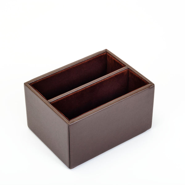 dacasso Chocolate Brown Leatherette 10pc Coaster Holder