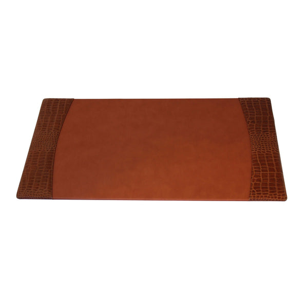 dacasso Protacini Cognac Brown Italian Crocodile Leather 34 x 20 Side-Rail Desk Pad
