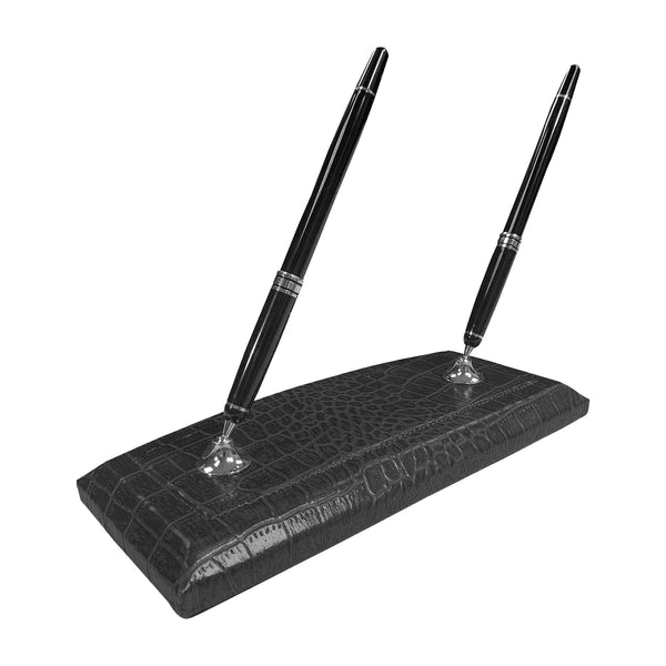 dacasso Black Crocodile Embossed Leather Pen Stand