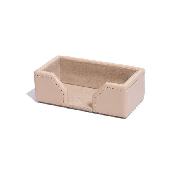 dacasso White Latte Bonded Leather Business Card Holder