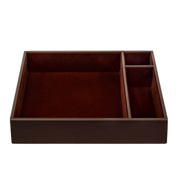 dacasso Chocolate Brown Leatherette Conference Room Organizer Tray