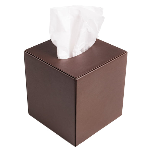 dacasso Chocolate Brown Leatherette Tissue Box Cover